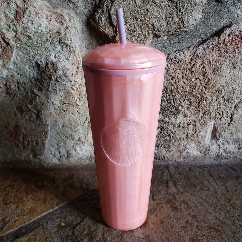 Starbucks Pink Peach Marble Tumbler Dome 2021 Summer Tumbler 24 oz NEW
